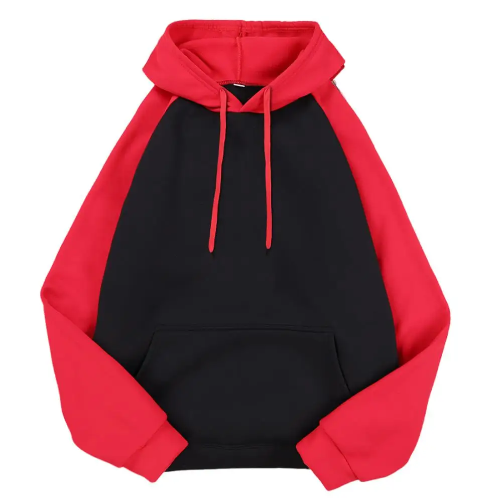 Raglan sleeve Hoodie Men Women Loose Oversized S-XXL Clothing Autumn Winter Warm Fleece Hoodies Color Collision Sweatshirts