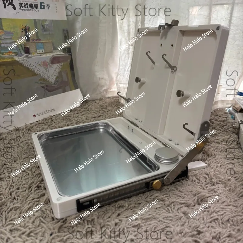 Portable 3D Printed Oil Painting Box – Adjustable Easel Stand with Washable Stainless Steel Palette, Fits Canvas Height 50–500mm