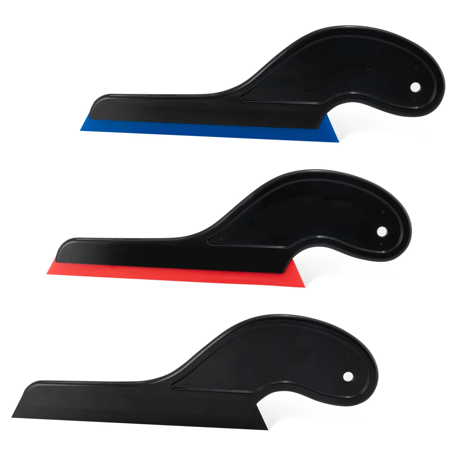 EHDIS 3pcs Car Wash Tool Black Handle Squeegee Glass Clean No-Sractch Rubber Water Blade Drying Wiper Side Window Tint Scraper