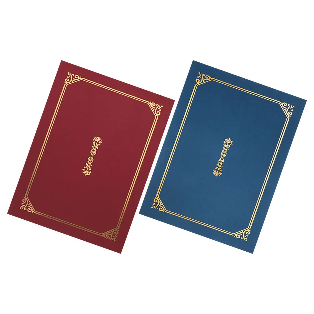

2pcs A4 Diploma Folder Certificate Holder Gold Foil Design Vintage European Style Document Holder For High School Diploma