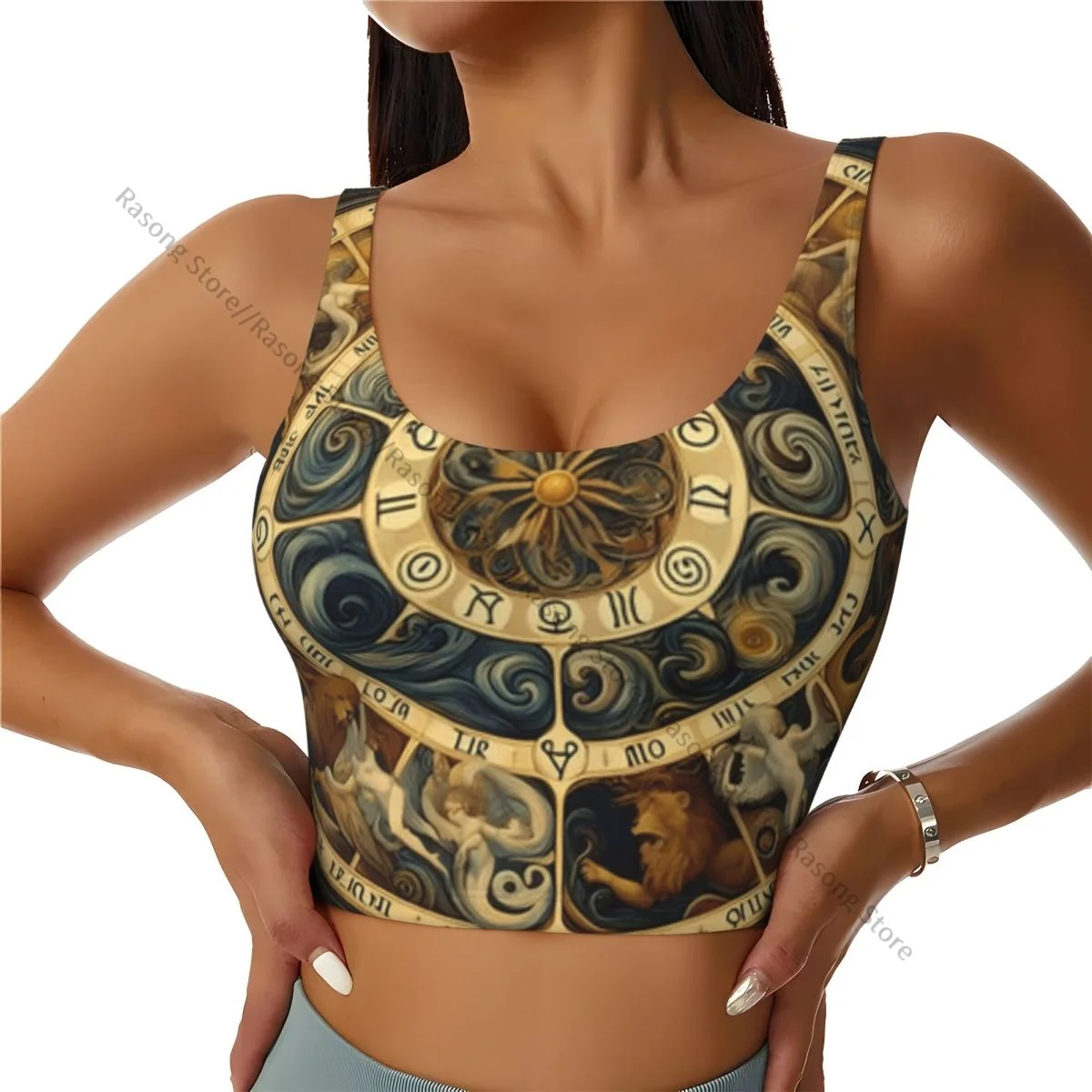 Women Sexy Sports Vest Astronomical With Zodiac Female Streetwear Sport Lingerie Tee Crop Top