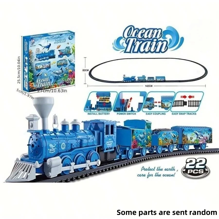 Electric Train Toy Set with Circular Track, Assembly Track Train Toy Set, Children's Birthday Gift（Some parts are sent random）