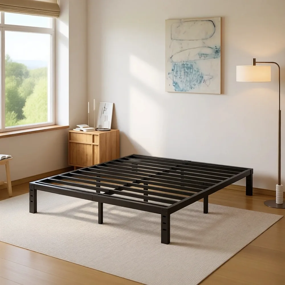 

Queen Size Heavy Duty Metal Platform Bed Frame 12 Inch High Sturdy Steel No Box Spring Needed Noise Free Easy Assembly