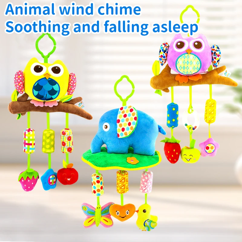 Montessori Baby Early Education Enhances Color Recognition Plush Pendant Toys Baby Sensory Rattles Animals Bed Bell  Toys Gifts