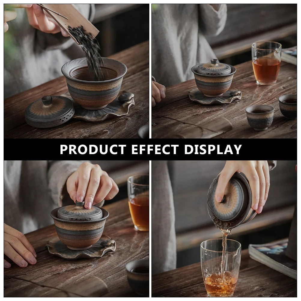 

1Pcs He Xiang Gai Wan Ceramic Teapot 170ml Smooth Surface Lightweight Practical Home Office Tea Ware Ceramic Teapot