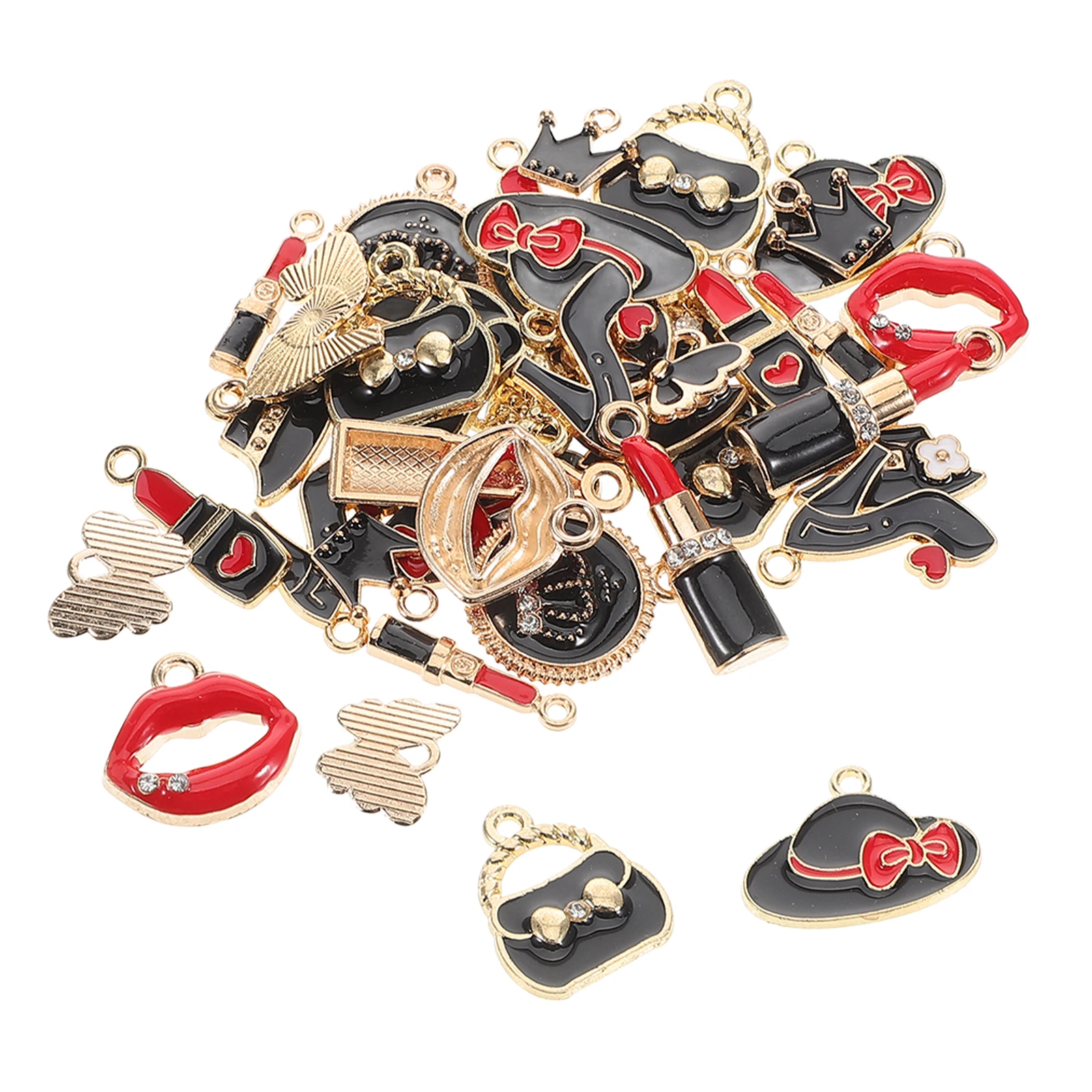 

36 pcs High Heels Pendants Diy Makeup Pendant Jewelry Making Supplies Zinc Alloy Halloween Masquerade Vivid Pattern Diverse Play
