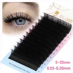 Rujade Long Lash 20mm Eyelash Extension Faux Mink Classic Individual False Lash Extension Supplies 0.03 Volume Bottom/Under Lash