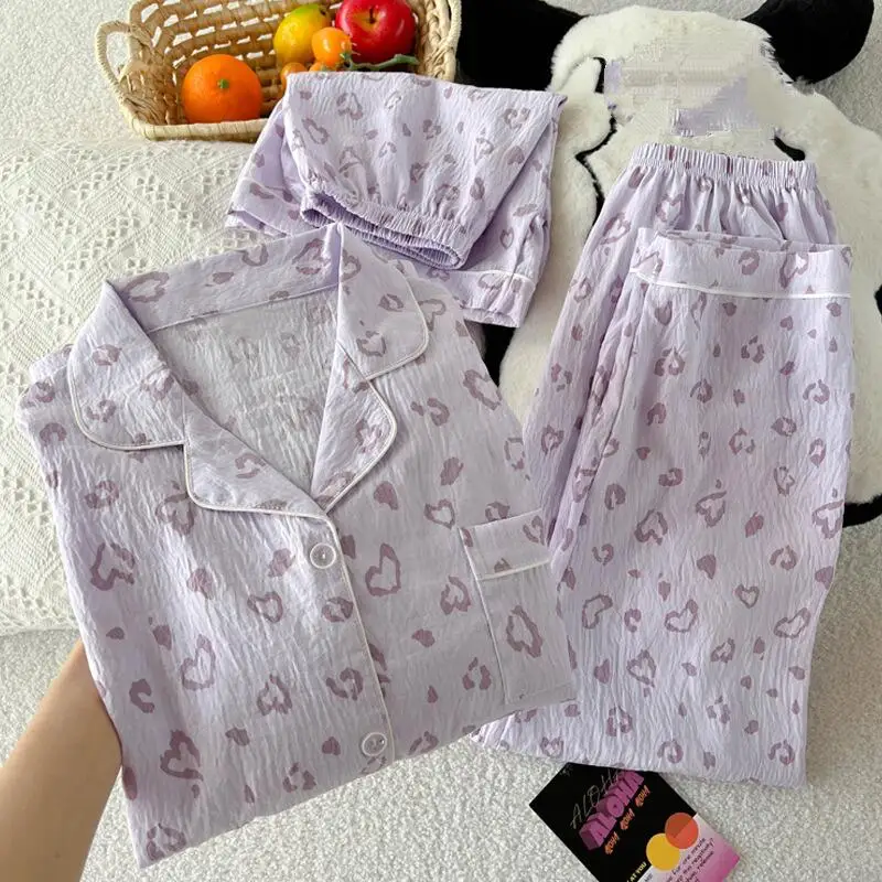 Sweet and Lovely Girl's Short Sleeved Pajamas Summer New Fashion Cartoon Student Loose Fitting Home Clothes Sweat Absorbings