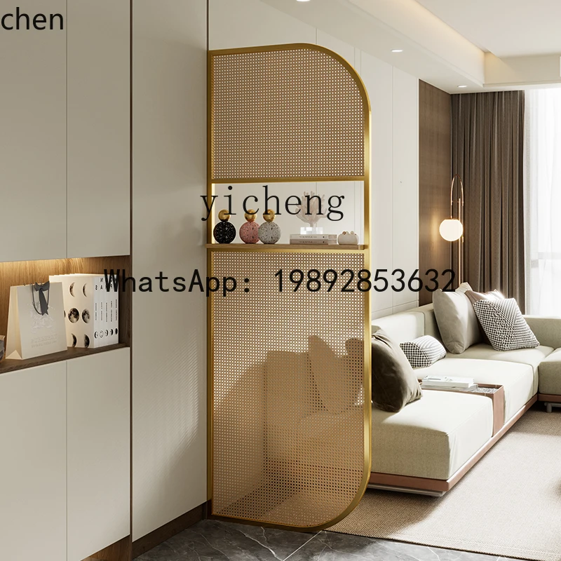 YFY  light luxury stainless steel half wall rattan partition  entry screen blocking entrance