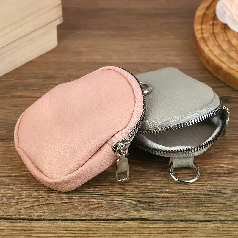 Keychain Wallet For Women Men PU Leather Coin Purse Small Zipper Pouch Key Holder RFID Blocking Portable Storage Bag