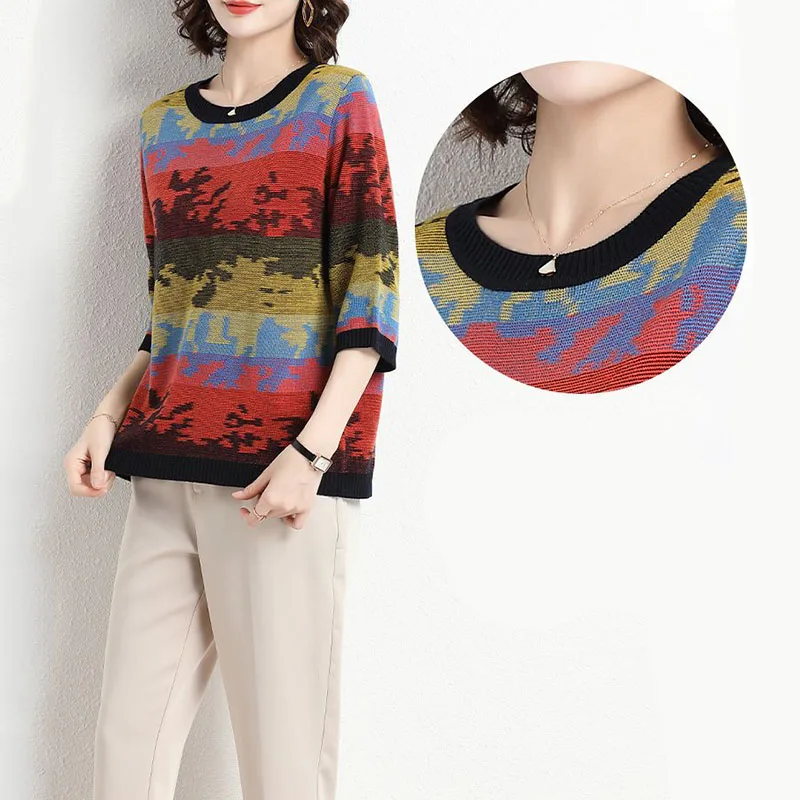 Vintage Women Clothing Oversized T-Shirt Summer New Half Sleeve Basic Tees 6XL Y2K Korean Fashion Casual Knitted Pullovers Tops