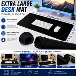 Extended Gaming Mouse Pad with Stitched Edge Non-Slip Rubber Base Waterproof Large Desk Mat for PC Laptop Gamer Office Home Use