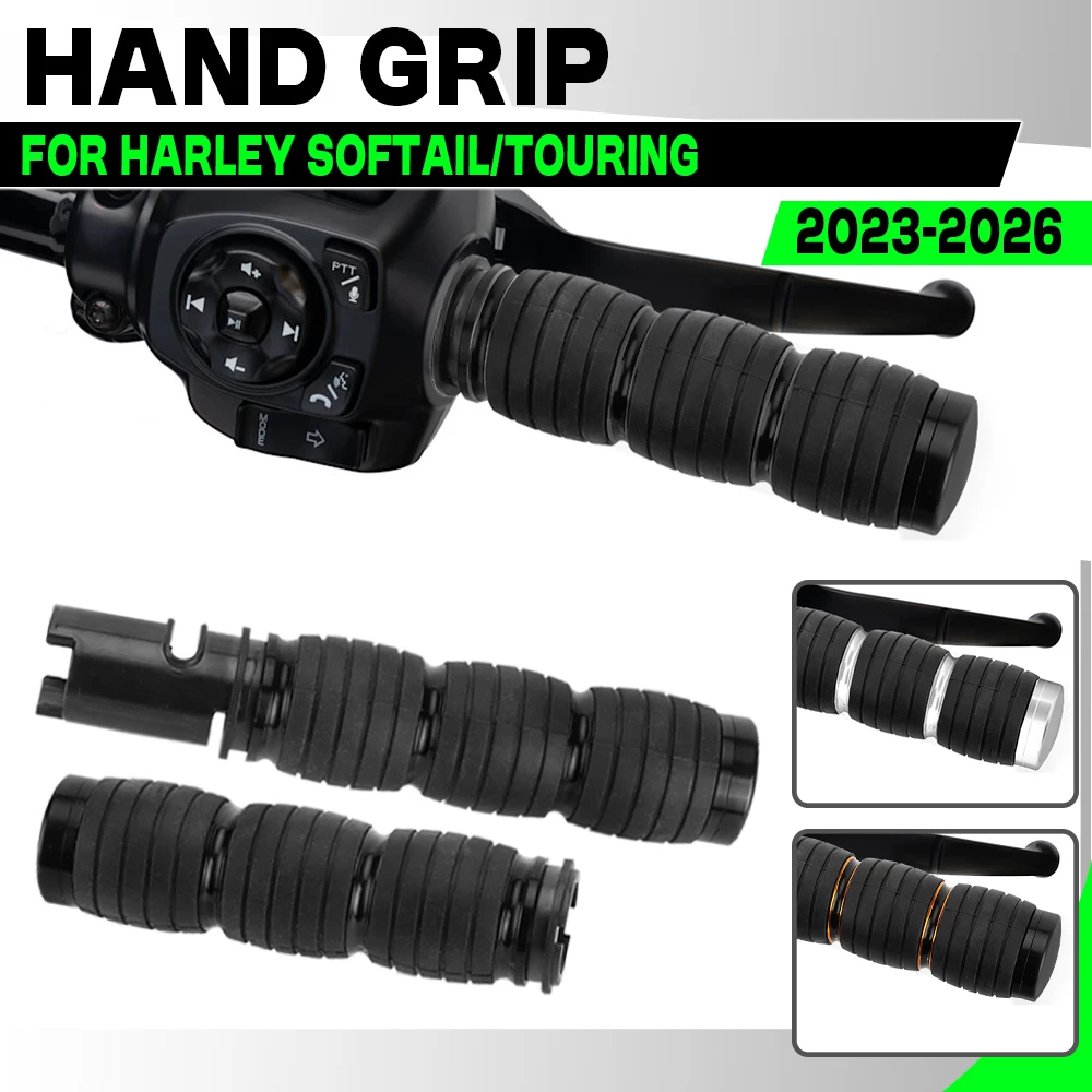 Motorcycle Hand Grips Fits For Harley CVO Street Glide Road Glide Low Rider S/ST Heritage Classic Fat Boy Gray Ghost 2023-2026