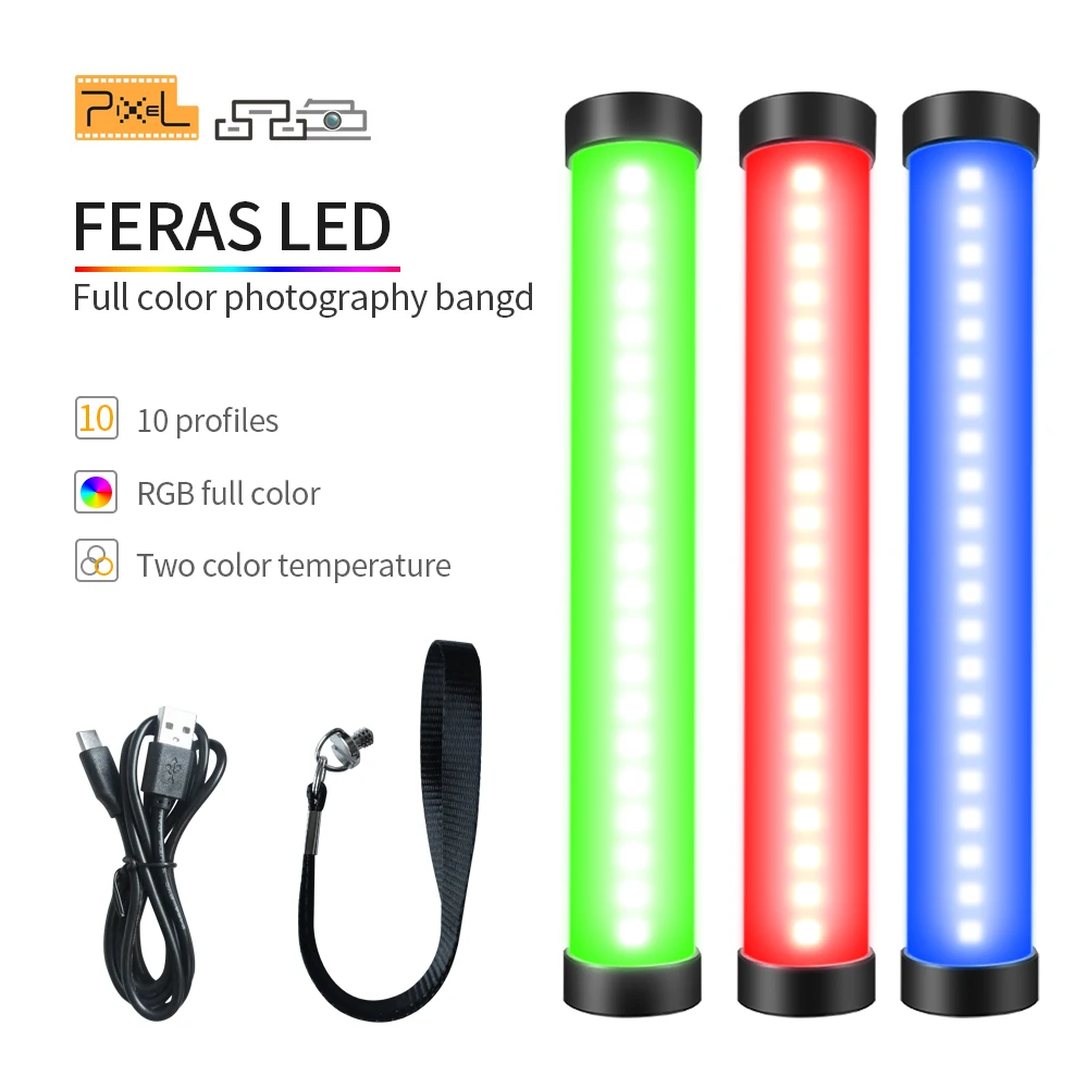 Pixel Feras RGB Light Tube LED Portable Handheld Photography Lighting Stick with APP Control CCT Mode Photos Video Lamp