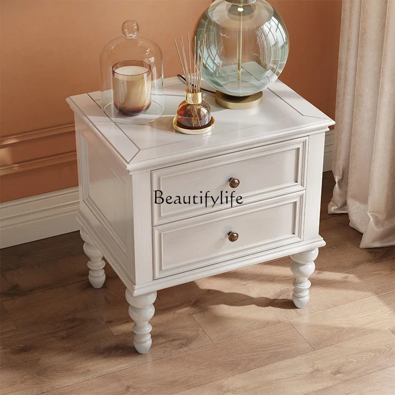 

LD33American country solid wood bedside table ash wood living room locker