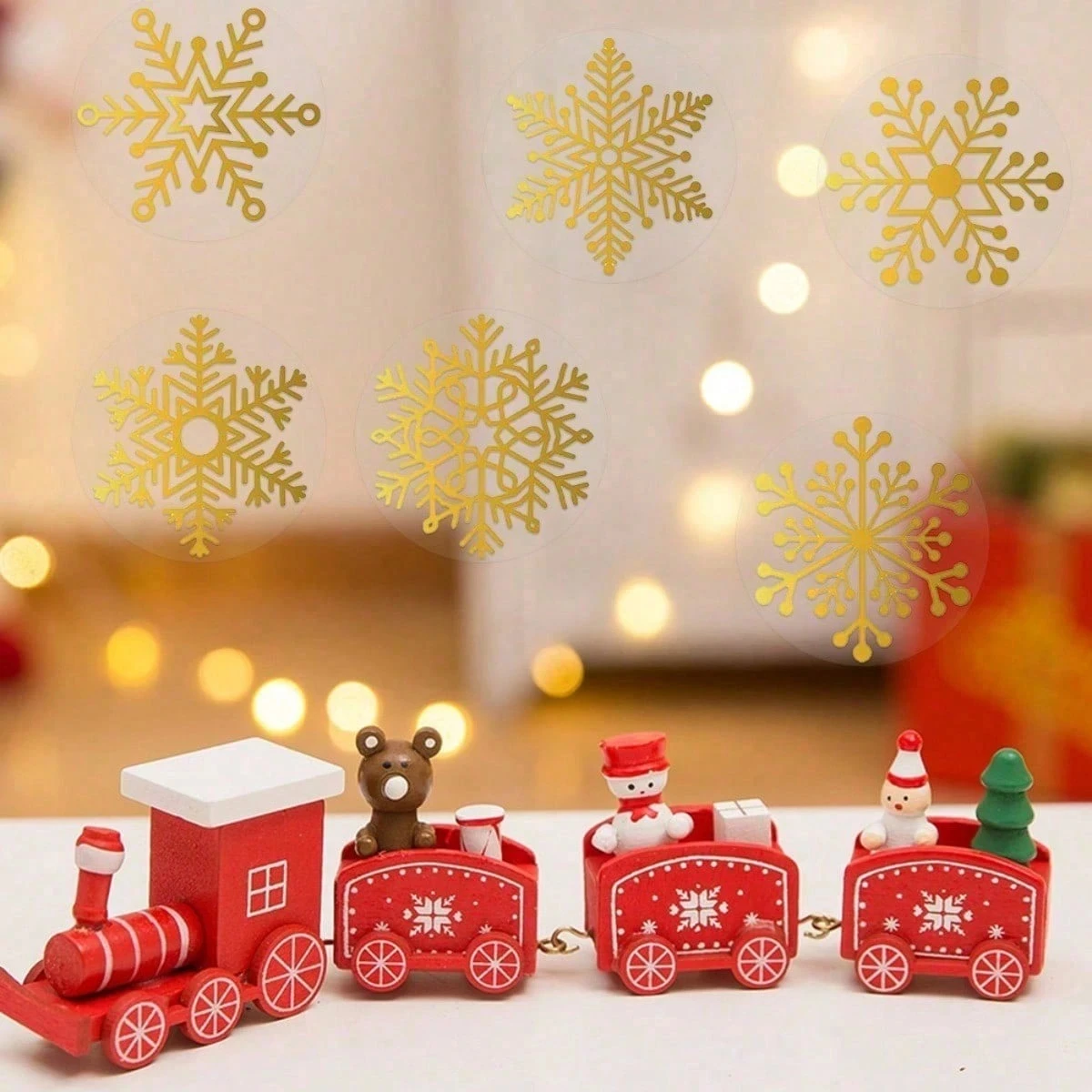 1 Roll Christmas Theme Stickers, Vintage Style Cute Snowman, Santa Claus, Suitable For Christmas Decoration