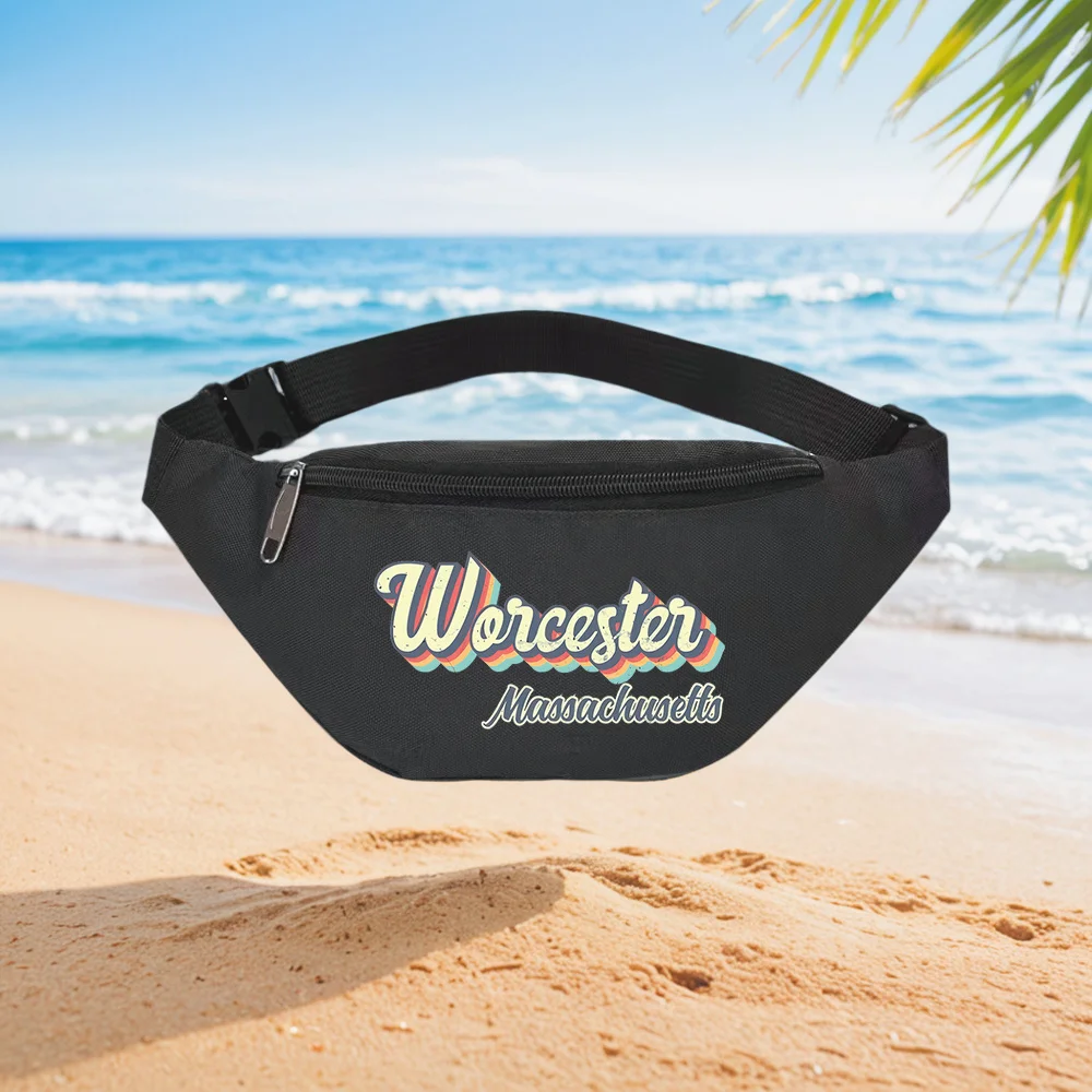 

Worcester Massachusetts Retro Design Waist Backpack Crossbody Chest Bag Street Casual Sporty Fashionable Simple Unique Printed D