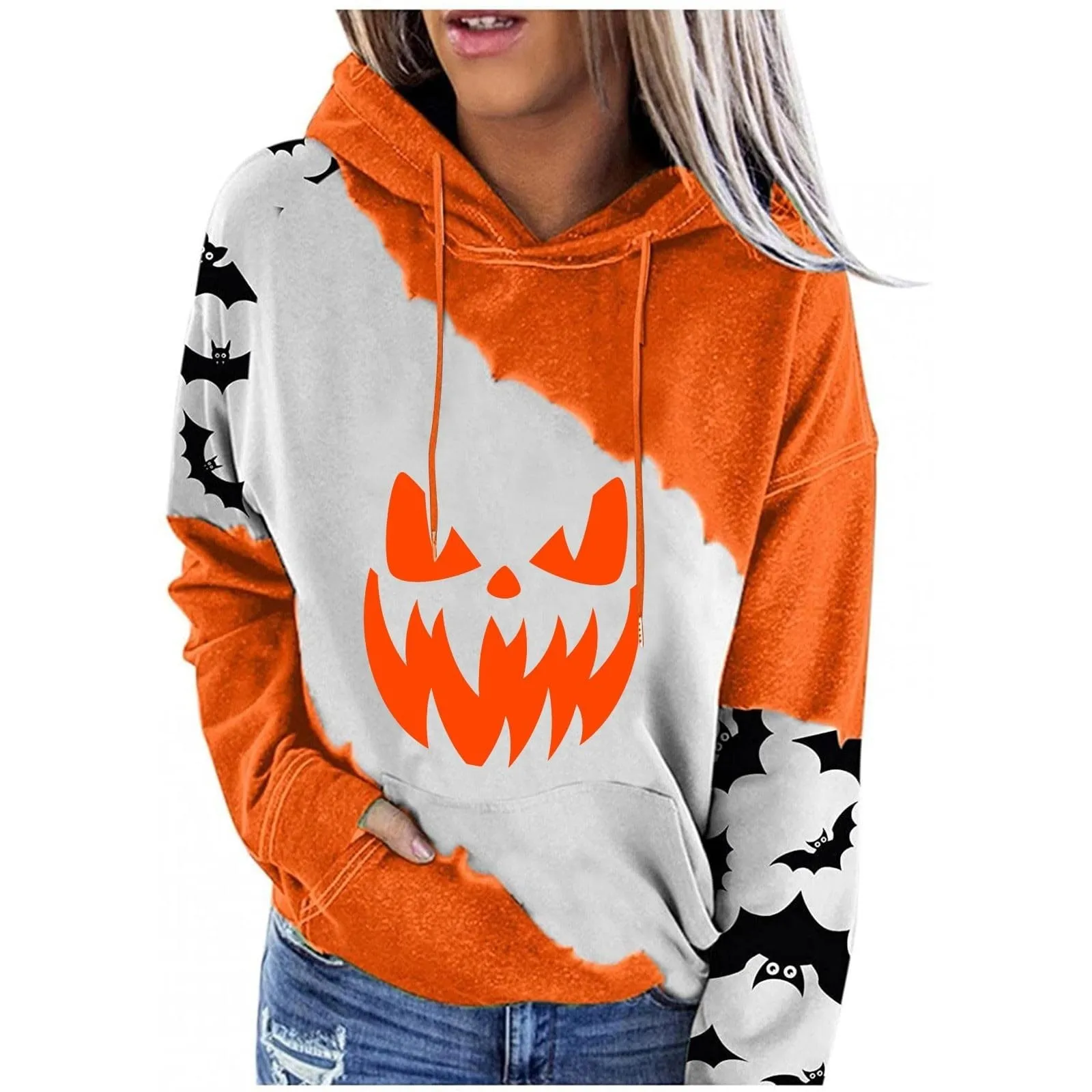 

Halloween Long Sleeve Women Pumpkin For Costumes Scary Women Cute Pullover Sweatshirt Clothes Hoodies Printed Y2K Sweatshirt for