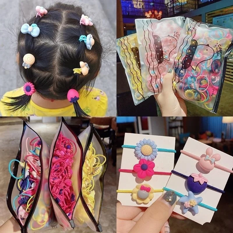 20Pcs Children\'s Hair Ties Headdress Not Hurt Girls Scrunchies Elastic Hair Band Kids Hair Rope Rubber Band Set Hair Accessories