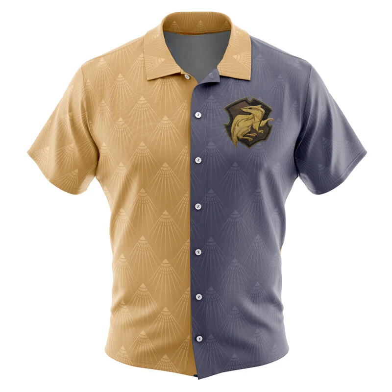 Hogwarts Legacy Hufflepuff Badge Harry Potter Button Up Hawaiian Shirt