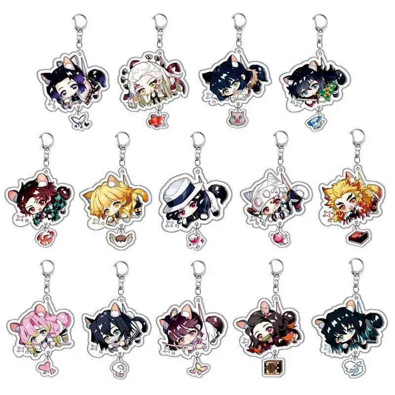 Wholesale Anime Demon Slayer Keychain Kawaii Kimetsu No Yaiba Cosplay Aretes Women Men Car Key Chain Ring Keychains Cute Keyring