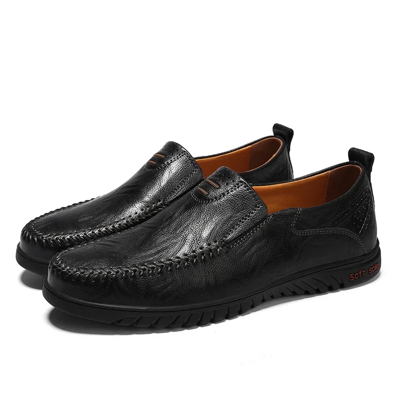 Genuine Leather Men Casual Shoes Luxury Brand 2023 Slip on Formal Loafers Men Moccasins Italian Black Male Driving Shoes JKPUDUN