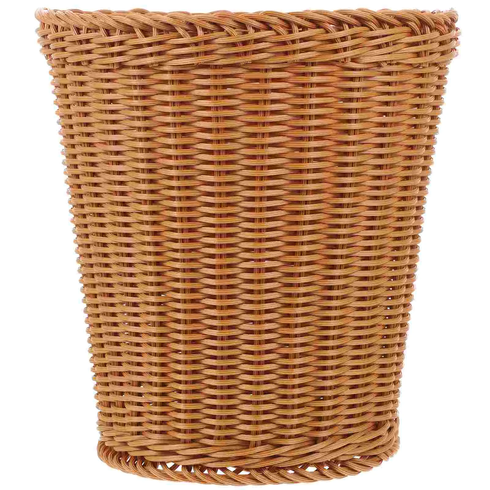 Storage Basket Woven Trash Can Laundry Garbage Imitation Rattan Brown Decorative