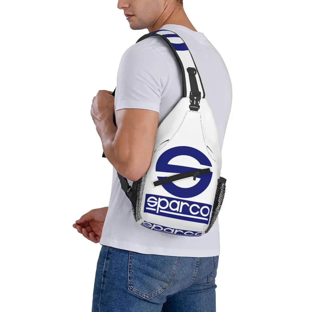 SPARCO-Logo Car Racing Club Vintage Sling Backpack Sling Bag Hiking Travel Chest Bag Daypack Men Crossbody Backpack Shoulder Bag