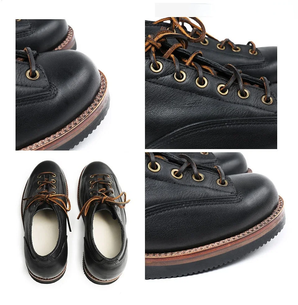 Spring Autumn Lacing Ankle Low Men Boots White Cowhide Leather Goodyear-welted Large Designer Shoes — zdjęcie 7