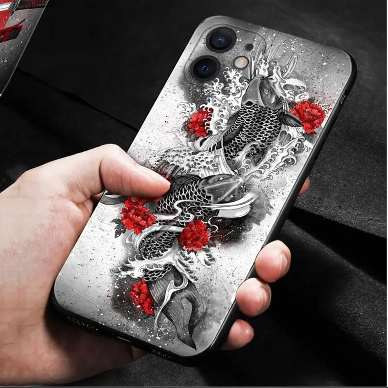 Phone Case For Apple iPhone 15 14 13 12 11 Pro Max 13 12 Mini XS Max XR X 7 8 Plus Samurai Japan Dragon Mask Swallows Warrior