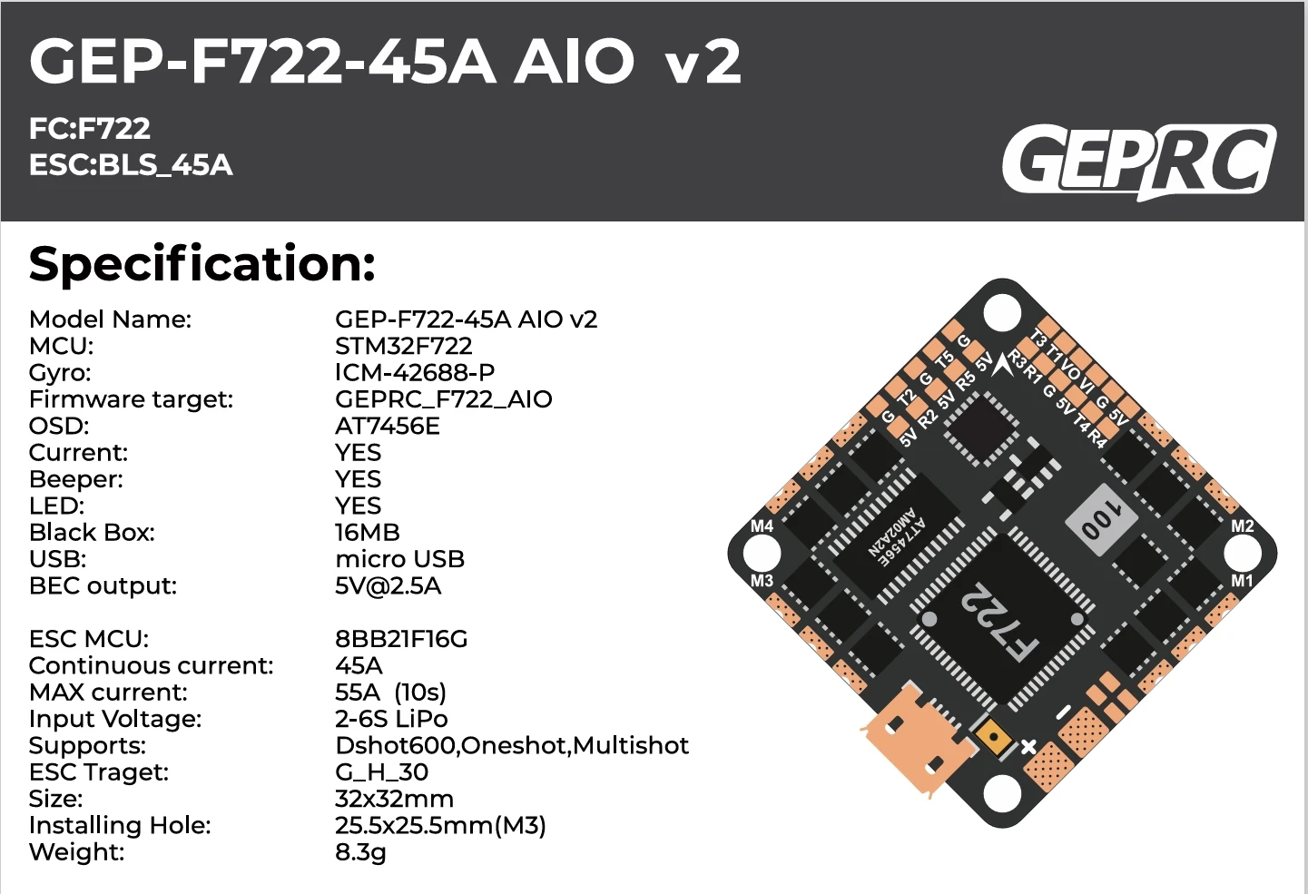 

GEPRC GEP-F722-45A AIO V2