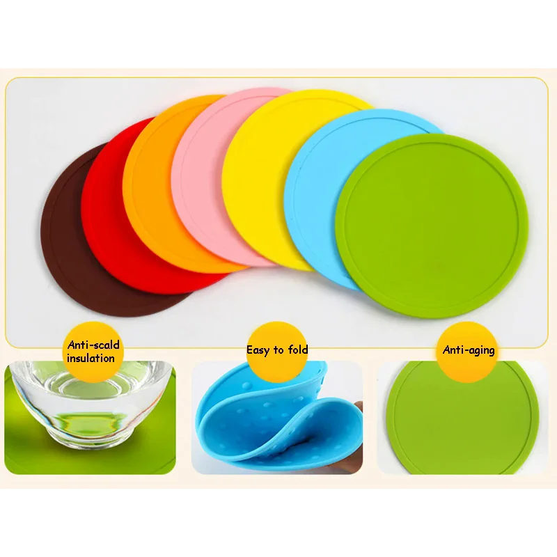 5pcs Mini coaster for table desk hot Silicone cup mat placemat stand drink Pad individual for kitchen Pad Slip Holder tools