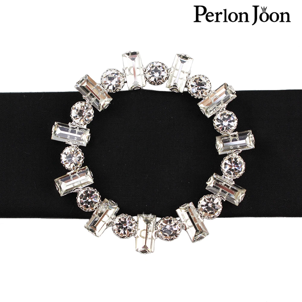 2Pcs 5.6cm(inner3.5cm) flicker rhinestone crystal belt buckel silver use on wedding dress clothing bag shoes accessories KT005 view 5