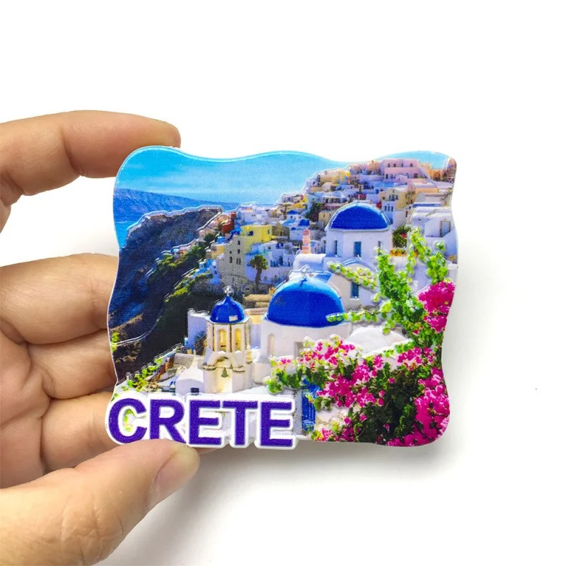 Church of Crete Greece 3D Strong Magnetic Cultural Creative Refrigerator Magnets Travel Souvenir Home Decor