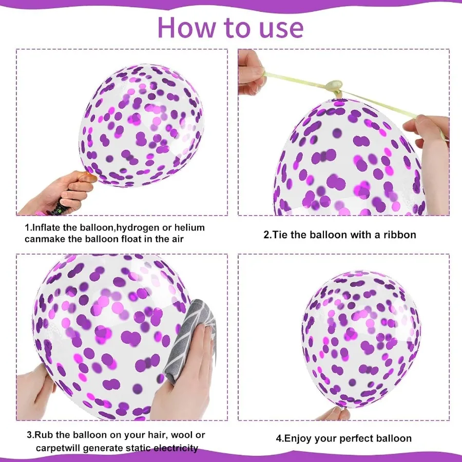 بالونات الوردي والأرجواني 50 قطعة 12 بوصة بالونات النثار المعدنية الأرجواني الوردي بالونات اللاتكس مع الشريط بالونات الحفلات ل Bir