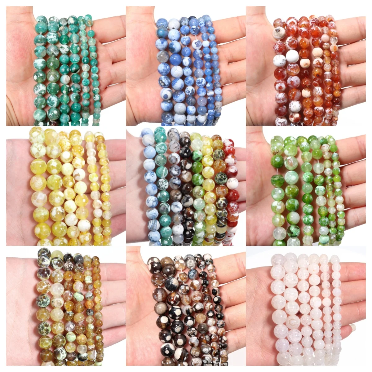 1 Strang natürliche Achate Stein Perlen Charms bunte runde lose Perlen Edelstein Perle DIY Armband Ohrringe Schmuckzubehör 6/8/10 mm