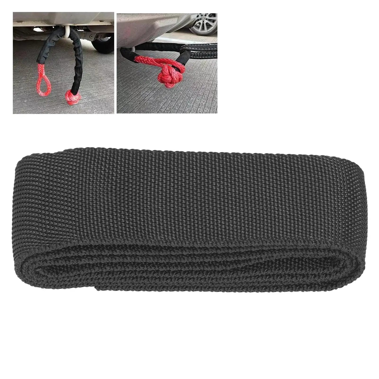 Towing Bars Polyester Winch Rope Protective Sleeve Black Universal for 5cm 1.97in Width Cable Line trailer towing hitch