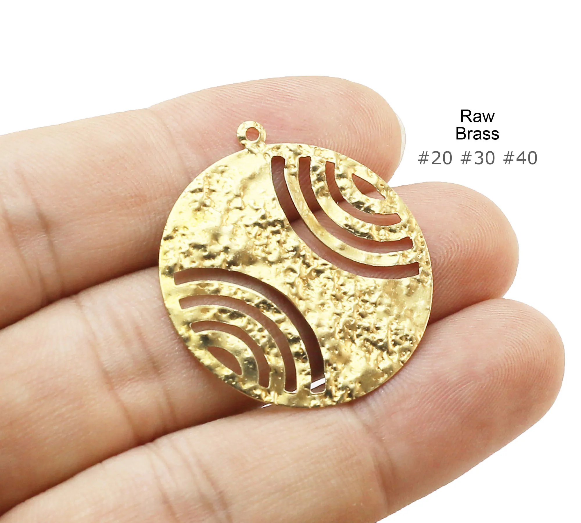 

10pcs Hamered Round Charm, Brass Sun Charm, Round Necklace Pendant, 20mm 30mm 40mm, Raw Brass Findings, Jewelry Supplies -R382