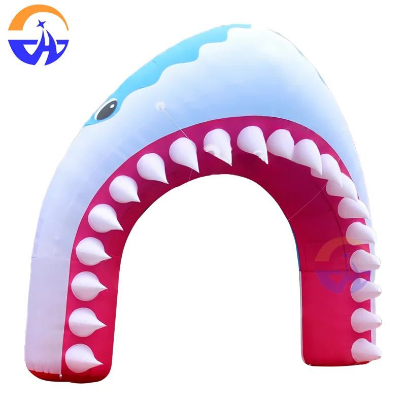 Arco de boca de tiburón inflable gigante, túnel de fiesta creativo para niños, arco de entrada, juguetes, decoración de escenario para eventos
