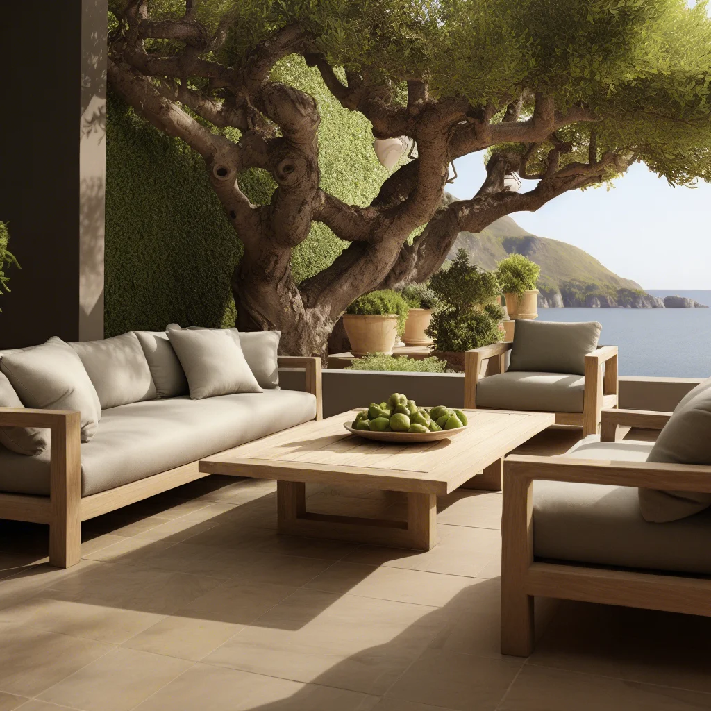 2026 Hot Sale Sigma Durable Modern Teak Wood Waterproof Comfortable Farmhouse Outdoor Garden Sofa Set for Outdoor Use