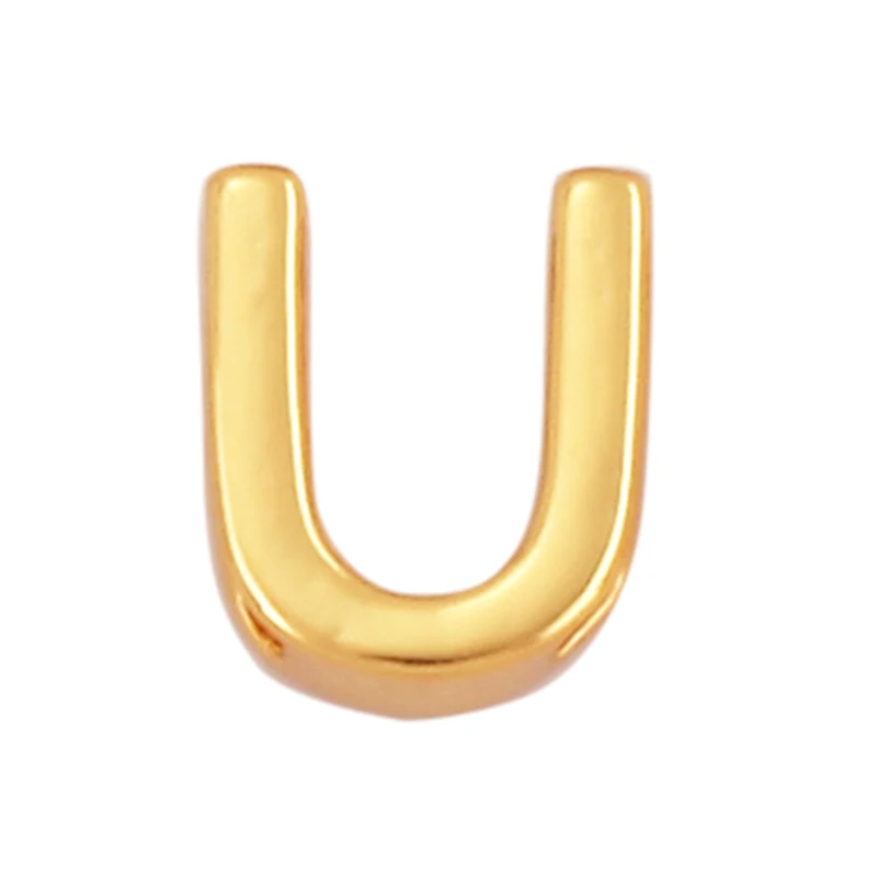 Mini Initial Letter Slider Beads, Name Pendant With Gold Plated Colour , Not Easy to Tarnish, Fashion Jewelry Findings , 1pc L01