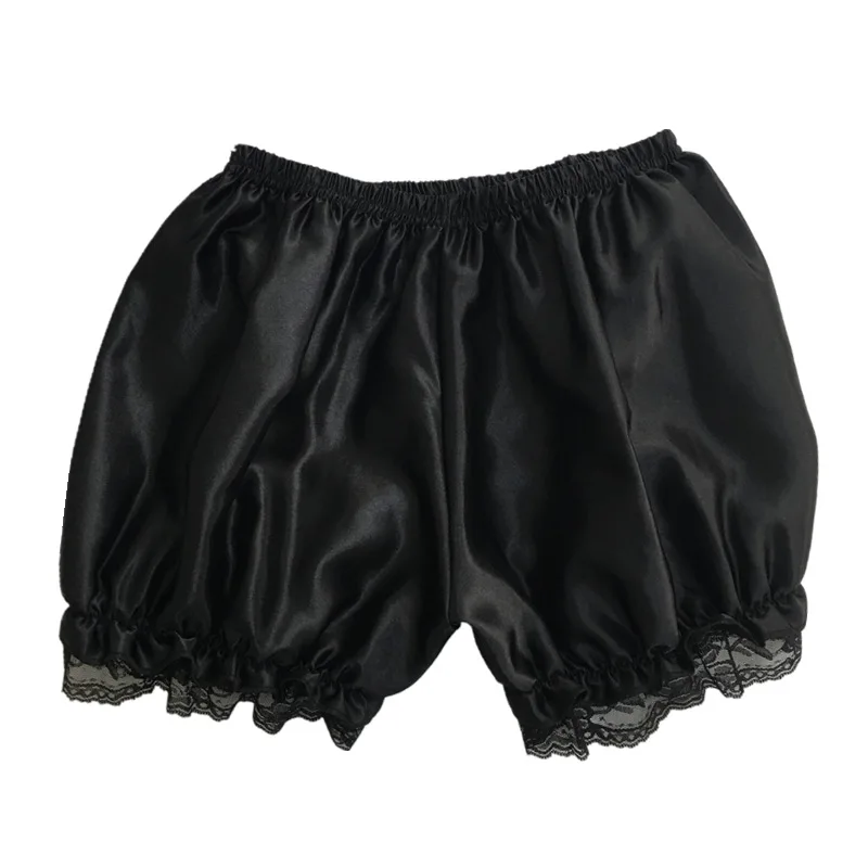 Women Lace Short Panties Imitation Silk Ruffle Bloomers Anti Exposure Safety Pants Lolita Satin Knickers Shorts Dress Pettipant view 6
