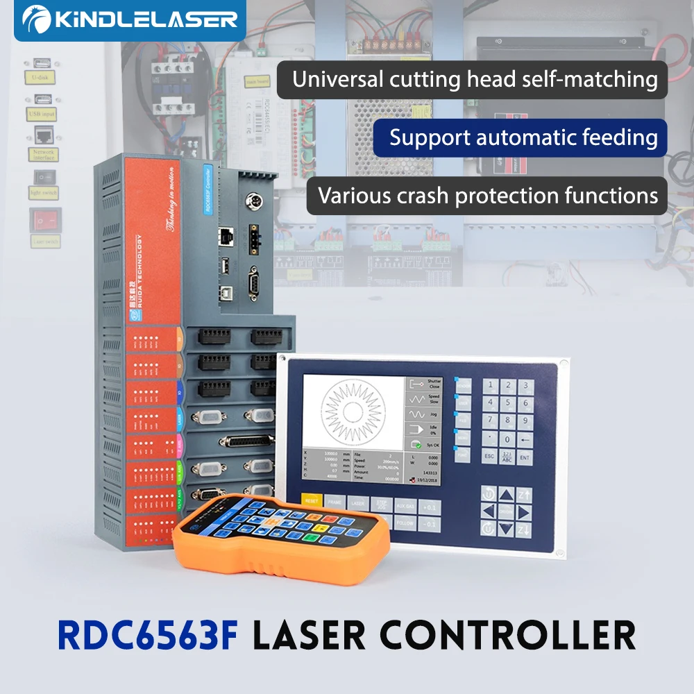 KINDLELASER Original Fiber Laser Controller Ruida RDC6563F Auto-calibration Three Axis Control for 1064nm Fiber Cutting Machine