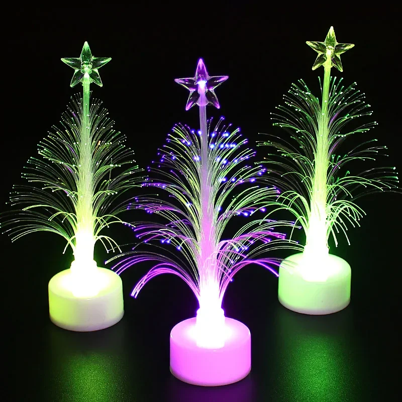 Colorful LED Fiber Optic Night Lights Flash Christmas Night Lamp Xmas Gift Home Decorations Holiday LED Table Lamps Ornaments