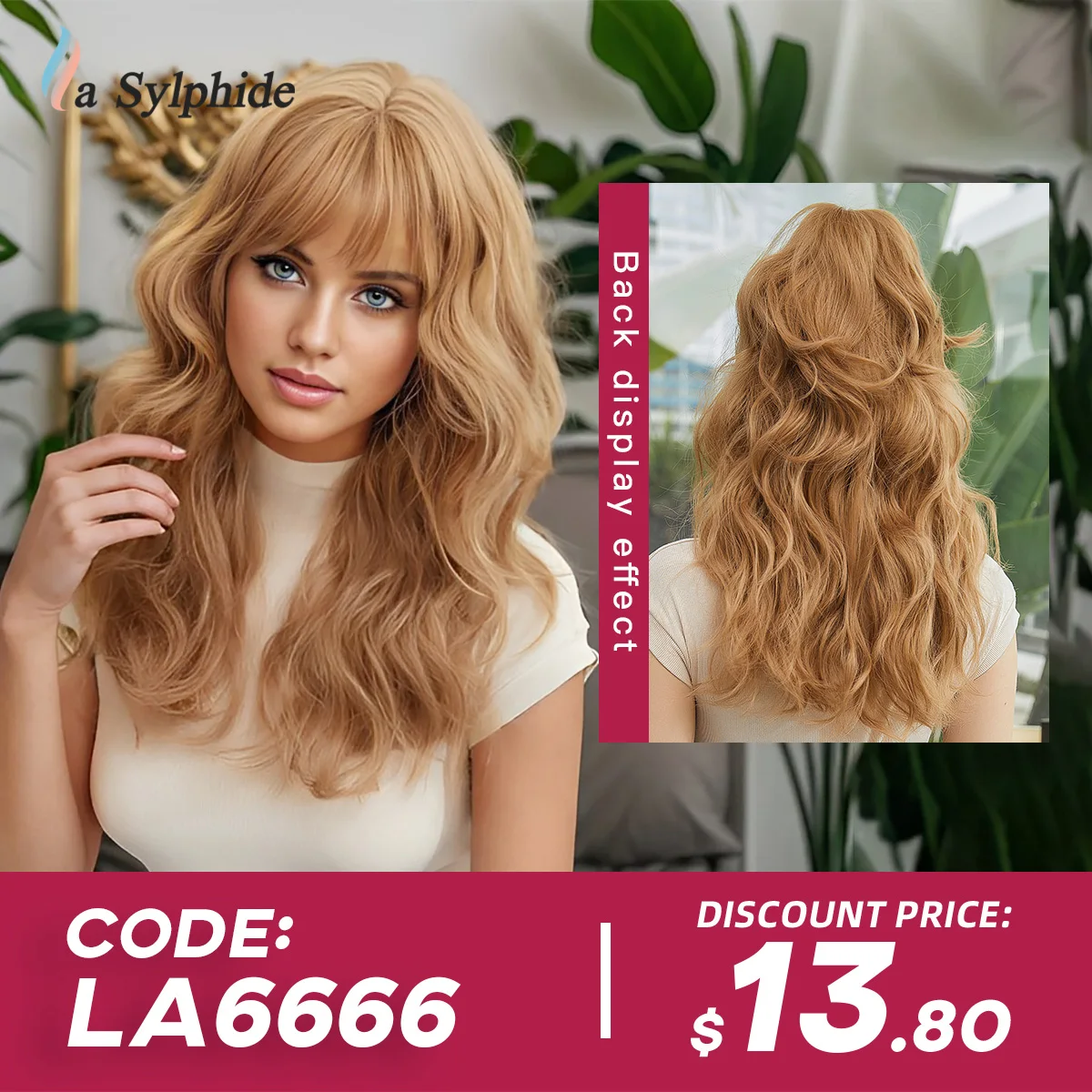 La Sylphide Light Brown Wig with Bangs for Woman Long Wavy Wigs High Quality Synthetic Wigs Party Cosplay Hair High Density