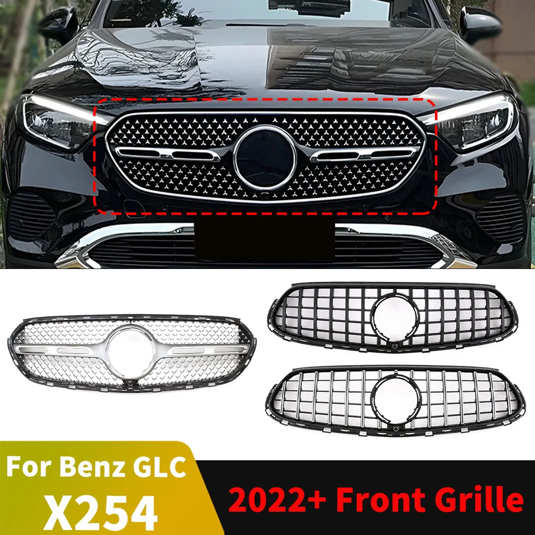 

Front Grid Bumper Grille Inlet Grill Middle Mesh Upgrade For Mercedes Benz New GLC X254 220 300 2022+ 2023 2024 Diamond GT Style