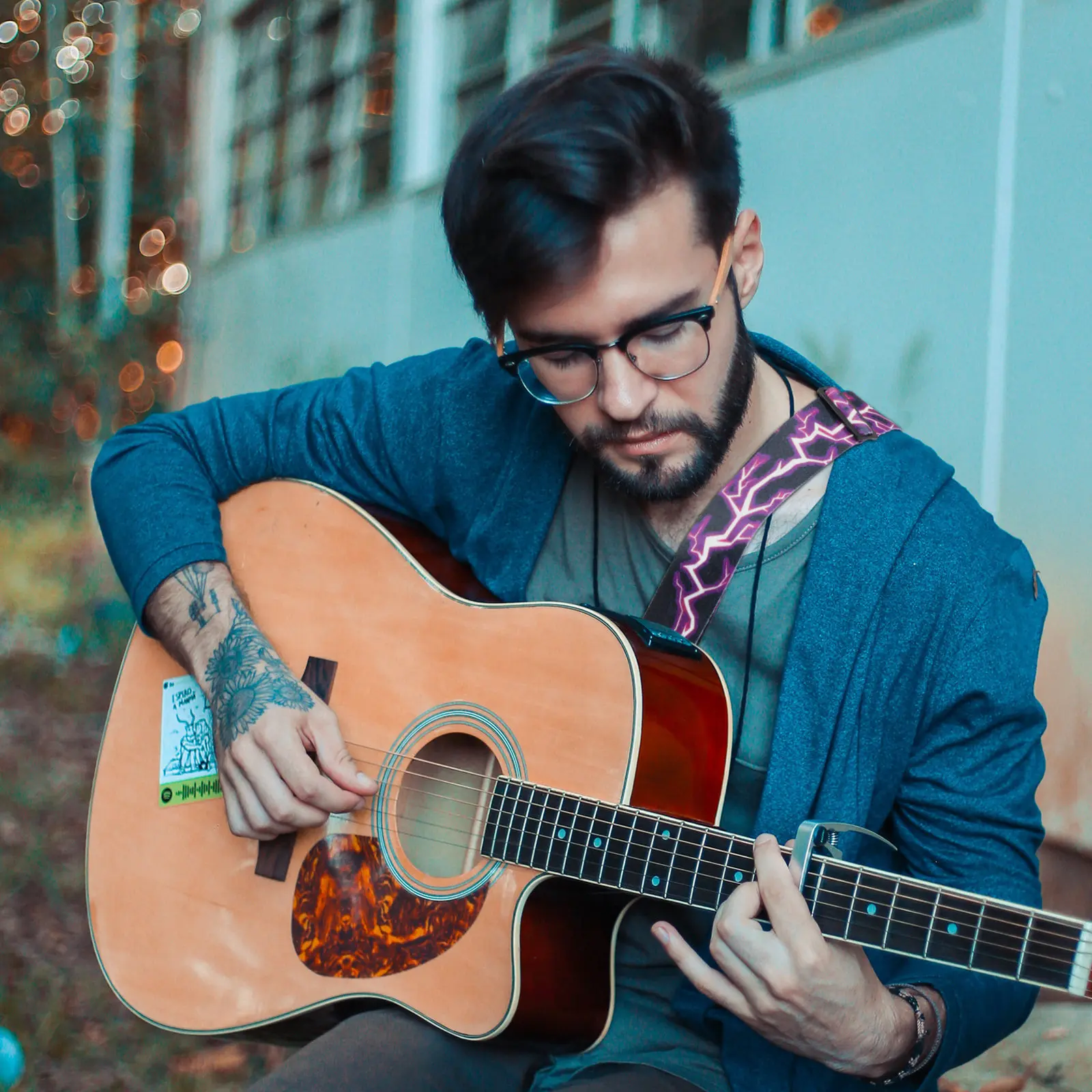 Creative Guitar Strap for Folk Electric Guitar Adjustable Shoulder Belt Dirt-Resistant Washable Pressure-Relieving