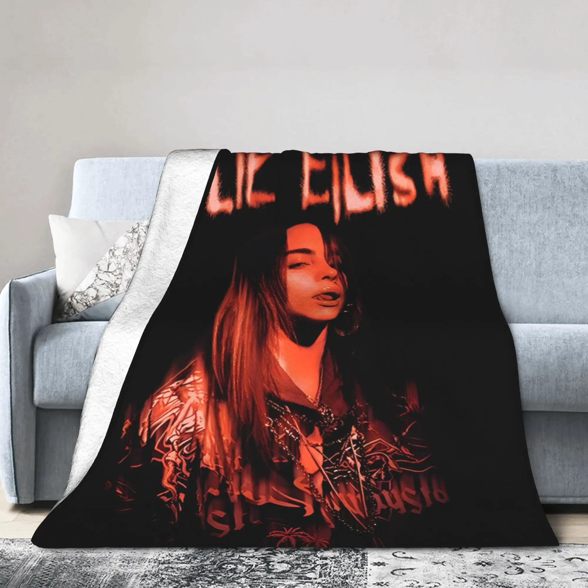Famous Singer B-Billie-Girl E-eilish Flannel Blankets Custom Throw Blankets for Home 200x150cm Rug Piece,