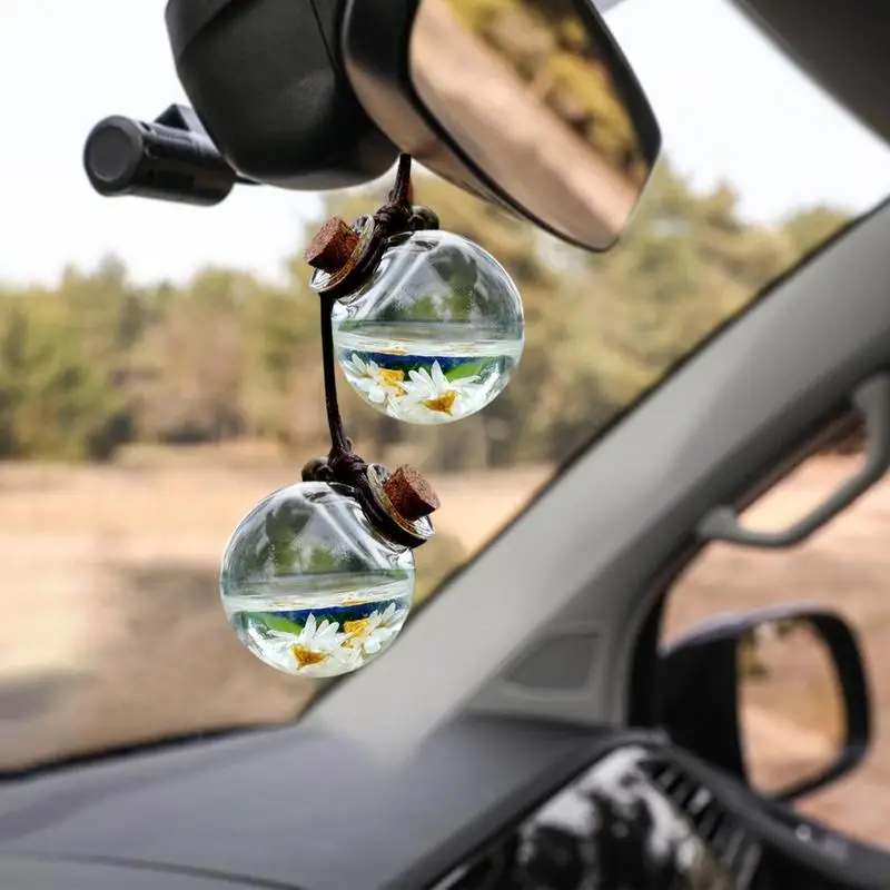 Car Hanging Diffuser Car Decoration Air Freshener Bottles Glass Empty Bottles Aromatherapy Fragrance Rearveiw Mirror Pendant