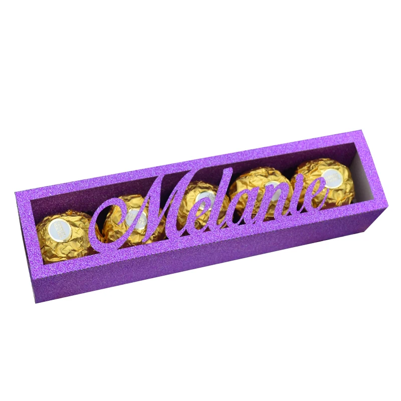 Customized wedding invitation box with name laser cut scroll invitation boxes candy chocolate box